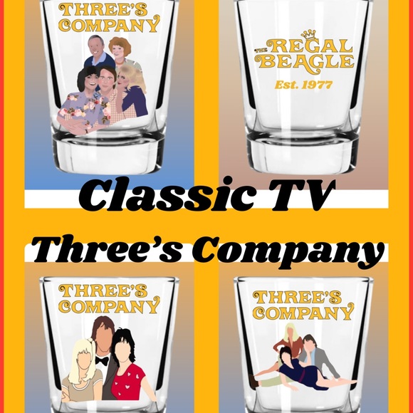 TV’s Three’s Company Collectible Shot Glasses, Set of 4 - Picture 1 of 5